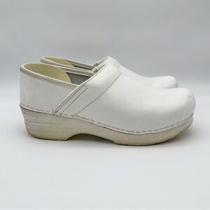 Dansko Classic White Leather Clogs